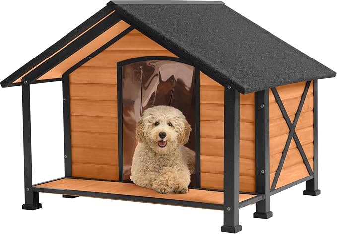 Dog House Outdoor & Indoor, Dog Kennel for Winter, Insulated Puppy Shelter for Small & Medium & Large Dogs,Unique All-Around Iron Frame (Medium)