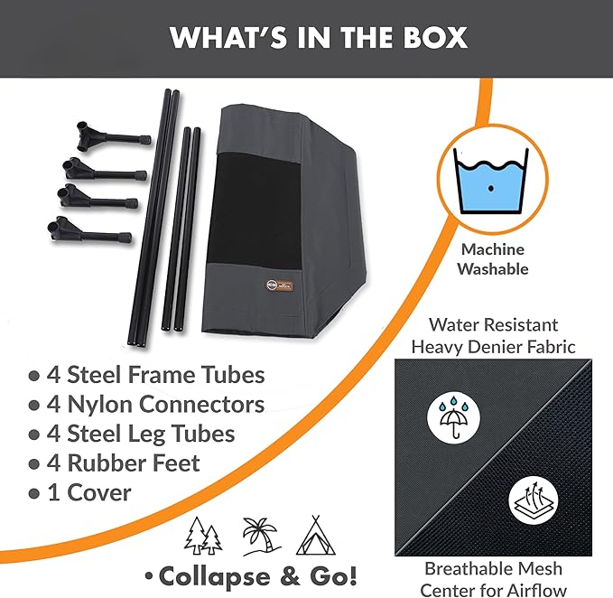 K&H Pet Products Outdoor Elevated Dog Cot, Breathable Cooling Elevated Cot Hammock Pet Bed for Large Dogs, Washable Mesh Cover, Raised Metal Frame, Collapsible, Portable - Large 42 X 30in Charcoal