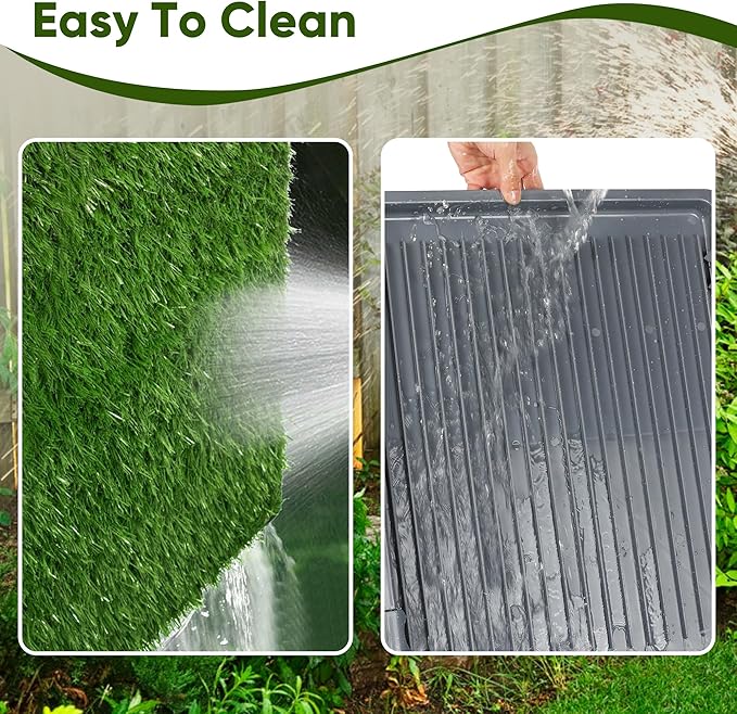 Product Image Dog Grass Pad with Tray: 3 Pack Grass Pee Pads for Dogs Potty for Puppy Training, Artificial Turf for Dogs with Collection Tray for Indoor /Outdoor /Patio /Balcony, 22"x18" Grey