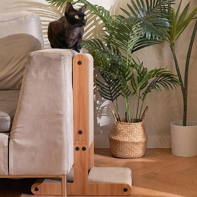 Nekosan T-Shaped Cat Scratcher for Indoor Cats, Double-Sided Furniture Protector, 23.6x16.9x9.6 Inch Large, Cardboard With Ball Toy