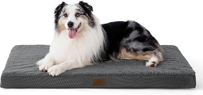Bedsure XL Dog Bed for Crate - Large Orthopedic Flat Pet Beds with Removable Washable Cover, Egg Crate Foam Crate Mat, Suitable for Pet Up to 90 lbs