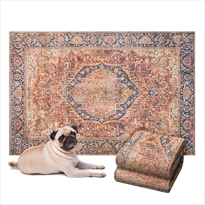 LOVEWAG Washable Dog Pee Pads, 36" x 48", Waterproof, Non-Slip, Super Absorbent, Reusable Machine-Washable, 2-Pack (Rustic Terracotta)