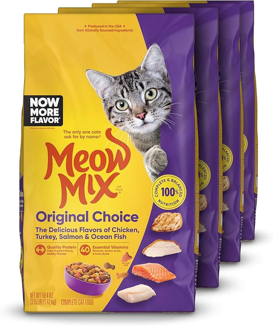 Meow Mix Original Choice Dry Cat Food, 3.15 Pound (Pack of 4)