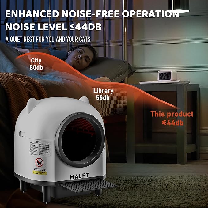 Automatic Cat Litter Box 90L –Self-Cleaning Cat Litter Box, Smart APP Monitoring, Safety Sensors, Low-Noise Cleaning, Large Capacity for Multiple Cats (Includes Mat & Waste Bags)