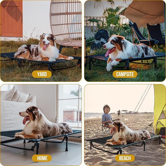 ONETIGRIS Elevated Dog Bed, Outdoor Dog Cod Large Raised Dogs Bed with Chew Proof Mesh, No-Slip Portable Dogs Cot Bed for Indoor & Outdoor Portable