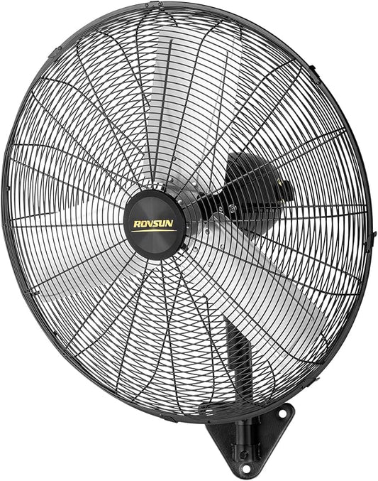 ROVSUN 30 Inch Industrial Wall Mounted Fan, Max 10600 CFM High Velocity Wall MountFan w/ 3 Speed Settings, Aluminum Blade & Dual Ball Bearing Motor, for Garage, Gym, Piano