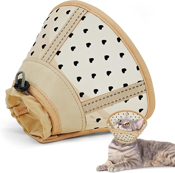 Supet Soft Air Mesh Cat Cone Collar Alternative, Adjustable Breathable, Lightweight Anti Scratch (M)
