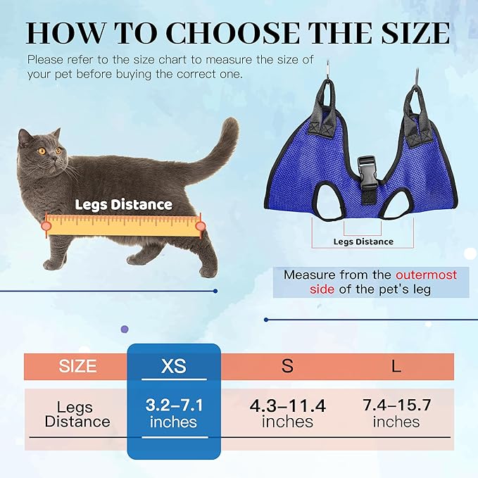 PatiencET Dog Grooming Hammock, Pet Grooming Hammock for Cats & Dogs, Dog Holder for Nail Trimming, Cat Sling for Nail Trimming with Nail Clippers/Trimmer, Nail File, Pet Comb(XS)