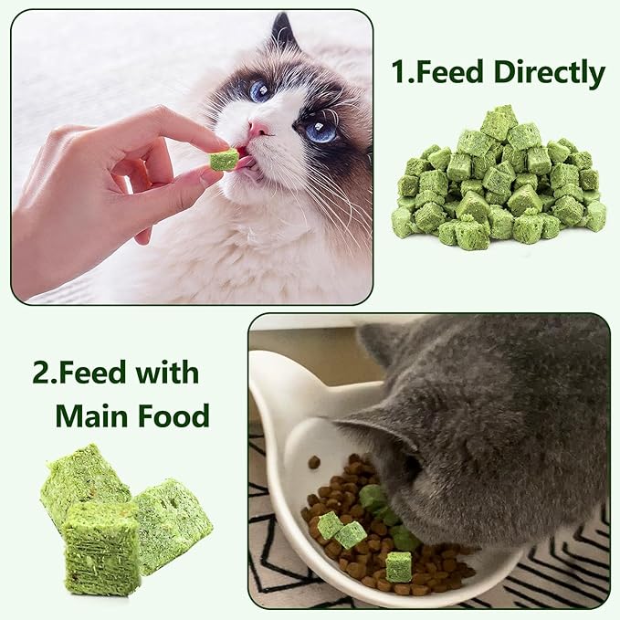 50g Cat Grass Teething Treat, Delicious Cat Grass Teething Snack Edible Cats Chew Toy for Teeth Cleaning and Hairball Removal