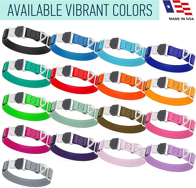 Dogline Biothane Waterproof Dog Collar with Herm Sprenger Stainless Steel Quick Release Buckle – Heavy Duty Tactical Durable Collar for Dogs – Comfortable and Safe Pet Collar, W 1" L 15-25", Pink