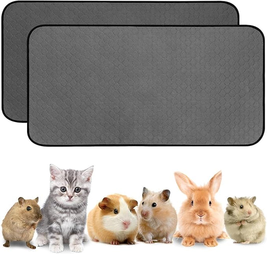 Washable Guinea Pig Liners for Cage, 2 Pack 24" X 47" Super Absorbent Reusable Guinea Pig Bedding Pee Pads Tarp Bottom for C&C Cage with Rabbits, Bunny, Chinchesillas, and Other Small Animals