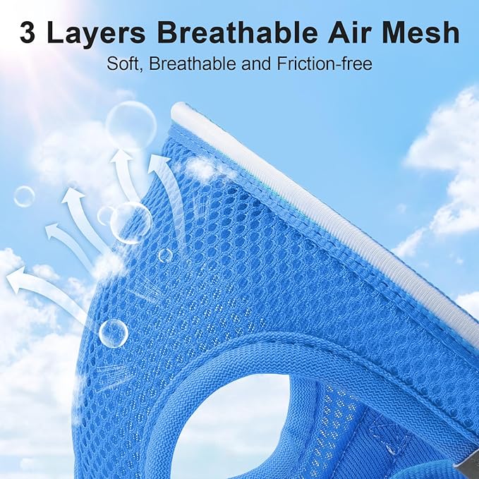 Light Up Dog Harness,Rechargeable LED Dog Harness for Small Medium Large Dogs,Reflective Lighted Safety Vest for Night Walking & Camping,Lightweight & Adjustable,Sky Blue,L