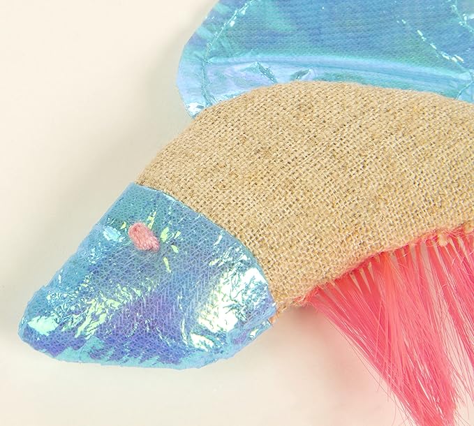 Petlinks Batty Beta Fish Crinkle Catnip Cat Toy - Tan/Blue, One Size