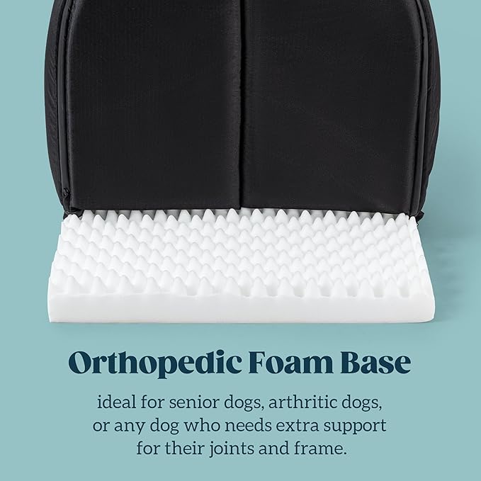 Orthopedic Dog House - Outdoor Waterproof Dog Shelter w/Porch - Indoor Pet House w/Egg-Crate Foam - Cooling - Machine Washable - Ideal for Medium Breeds & Fits 30-Inch Crate - 29"x18"