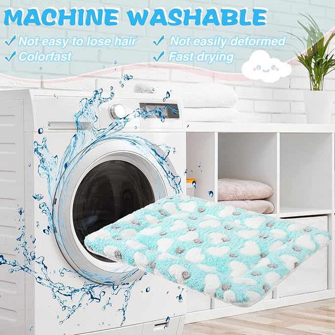 Yulejo 6 Pieces Guinea Pig Bed Plush Hamster Mat Bunny Bed Small Animal Sleeping Bedding Pads with Cleaning Dustpan Brush for Chinchilla Squirrel Hedgehog Small Animals (Vivid Color, Heart)