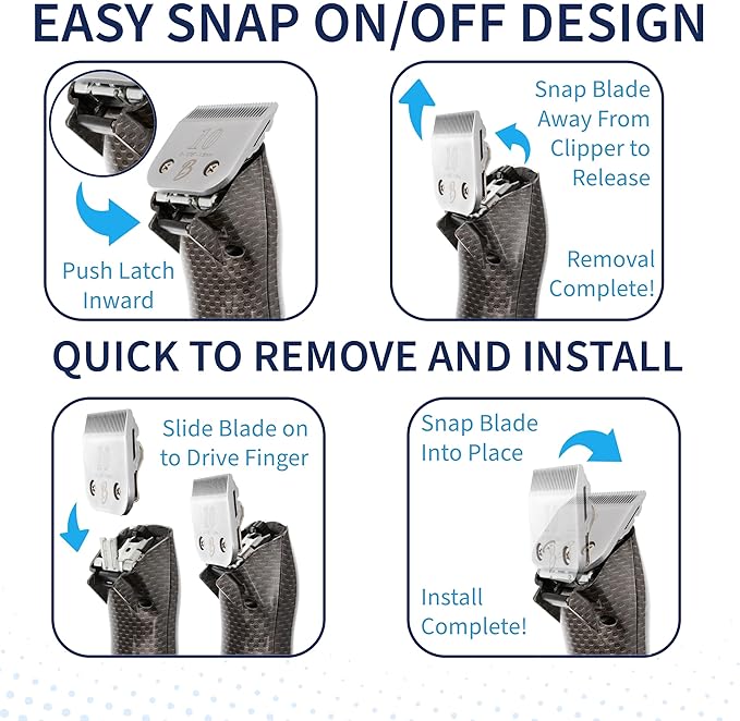 Detachable A Series 10 Blade Dog Grooming Cut Length 1/16" / 1.5mm Japanese Carbonized Steel Dog Grooming Blades 10 (Compatible A5 Series Clippers for Dogs Horses(B10)