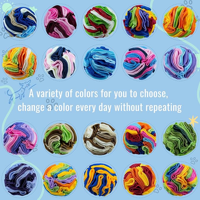 Pet Snuffle Ball, Puzzle Sniffing Interactive Dog Ball for Blind Dogs Training Stress Relief Dog Enrichment Toys Treat Machine Washable (Macarons Color, 10cm)