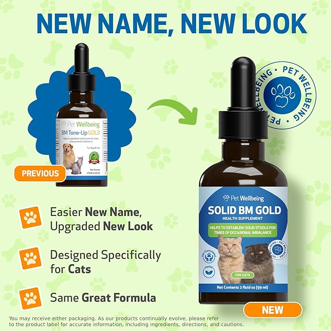 Pet Wellbeing Solid BM Gold for Cats - Supports Healthy Digestive Function, Solid Stools, Normal Bowel Movements, Bayberry- Veterinarian-Formulated Herbal Supplement 2 oz (59 ml)