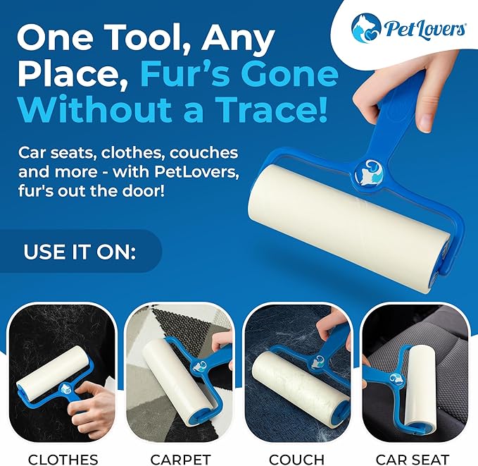 PetLovers 6.3" Extra Sticky Lint Roller 4 Pack of Large Refills Only - No Handle Included - 90 Sheets Per Refill 360 Sheets Total 4 Pack