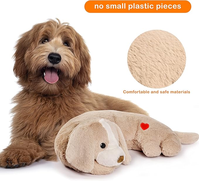Puppy Heartbeat Toy Heartbeat Stuffed Toy for Dogs, Dog Heartbeat Toy for Pet Anxiety Relief Sleep Aid Cuddle Comfort Calming Crate Kennel Training, Puppy Essentials