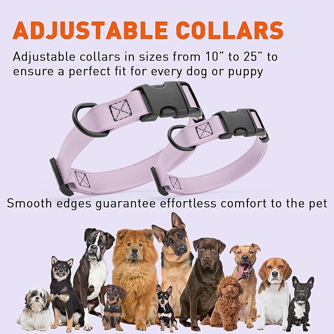 Dogline Biothane Waterproof Dog Collar with Quick Release Buckle Strong Coated Nylon Webbing with Odor- Proof for Easy Care Easy to Clean Fits Small Medium Large Dogs, Lavender 5/8" W 9-14" L