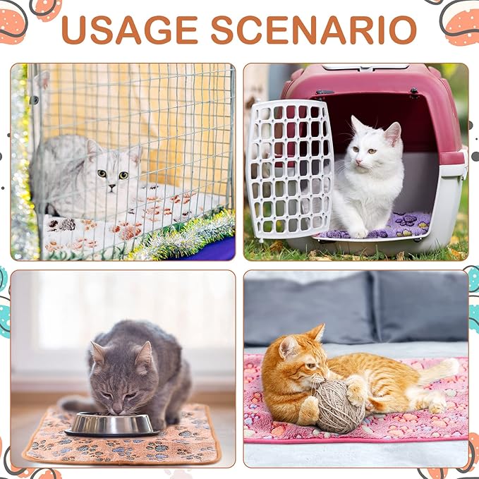 Reginary 4 Pcs Waterproof Guinea Pig Blankets Washable Small Animal Fleece Bedding Absorbent Guinea Pig Cage Liners Reusable Pet Pee Pad Sleep Mat for Hamster Ferret(Paw Print,35 x 24 Inch)