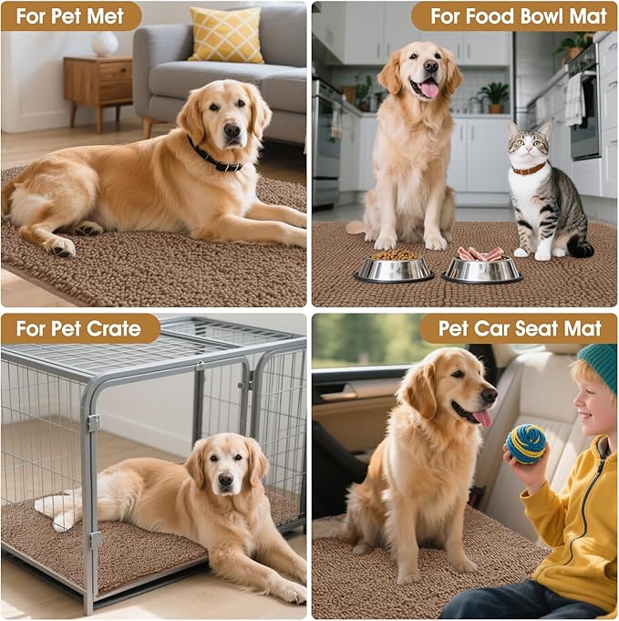 IM HOME 36" x 24" Camel Dog Door Mats for Muddy Paws, Chenille Absorbent Dog Mat, Non Slip Heavy Mud Mat for Dogs, Soft Pet Bed Mat for Entryway, Mud Paws, Inside Floor