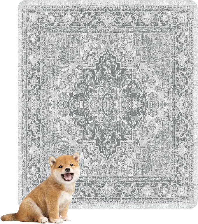 nunubaby Washable Pee Pads for Dogs, Stylish, Non-Slip and Leak-Proof Pee Pads. Reusable Potty Pads for Dogs for Crates and Floors.(Gray/Geo, 31" x36")