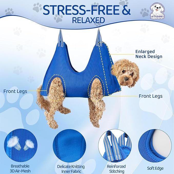 Pet Grooming Hammock for Small Dogs & Cats - Nail Trimming Sling with Clippers, Nail File, & Scissors - XXS Hanging Grooming Harness for Safe & Easy Nail Care