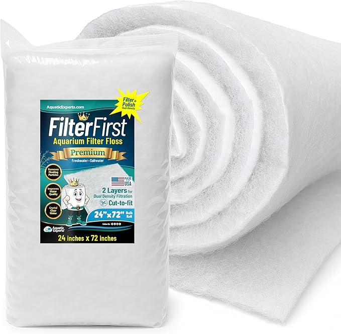 Aquatic Experts Aquarium Filter Floss for Fish Tank Filters - FilterFirst Aquarium Filter Pad - Media Roll for Crystal Clear Water, 3/4" - 1" Thick (24 Inch Wide, 72 Inch Long)