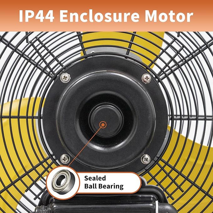 HiCFM 2600 CFM 14 inch Outdoor Wall Mount Fan, 3-Speed High Velocity Weatherproof Wall-Mounted Fans with IP44 Motor and Manual GFCI Plug for Patios, Greenhouse, and Gazebo - UL Listed