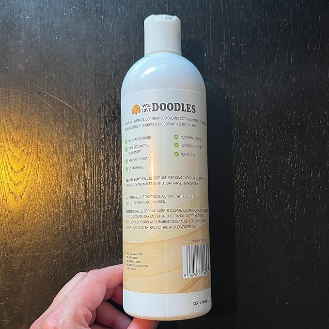 5-in-1 Premium Oatmeal Shampoo for Dogs, Gentle for Itchy & Sensitive Skin, Provides Itch Relief, Hypoallergenic & Soothing for Dry Skin, Moisturizing Anti-Itch, Made in USA, 16 oz [We Love Doodles]
