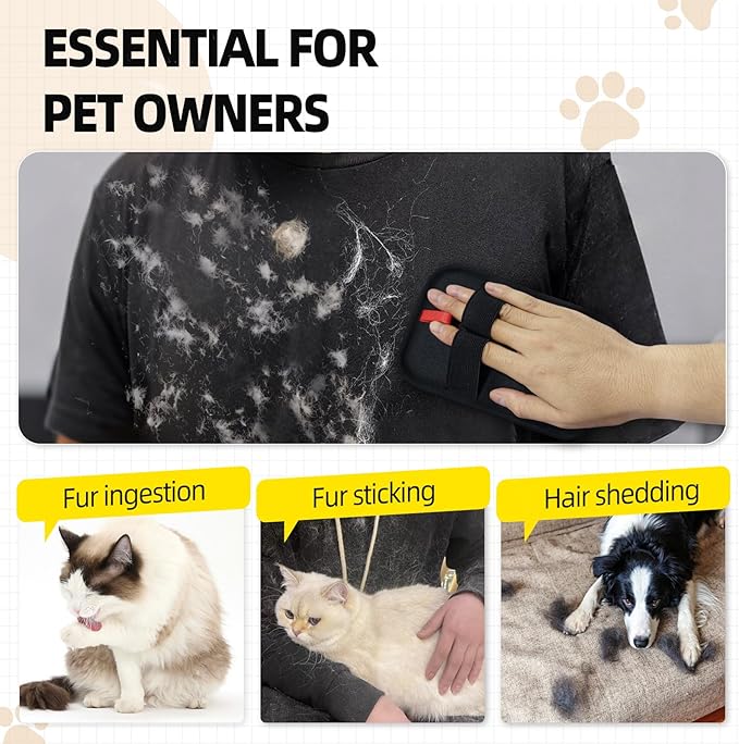 Pet Hair Remover, Reusable Electrostatic Pet Hair Remover Gloves – Double-Sided Grooming & Deshedding Gloves for Cats & Dogs, Pet Fur Removal for Furniture, Carpet, Couch & Clothing -2 PCS