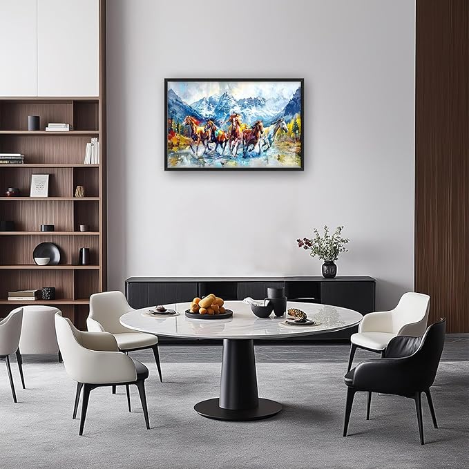 Horse Large Wall Art Running Horses Pictures Colorful Horse Mountain Landscape Wall Decor Wild Animal Nature Canvas Print Painting Artwork for Bathroom Living Room Bedroom 36L" x 24W"