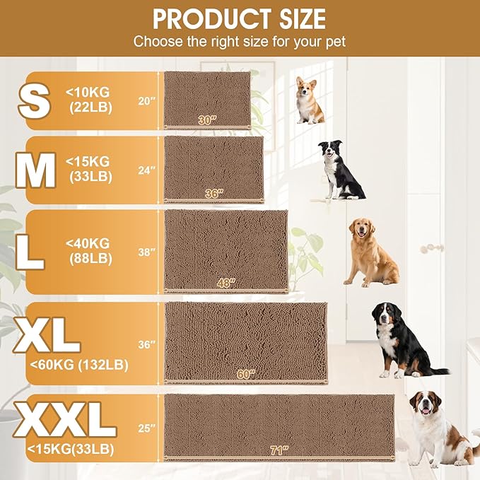 IM HOME 36" x 24" Camel Dog Door Mats for Muddy Paws, Chenille Absorbent Dog Mat, Non Slip Heavy Mud Mat for Dogs, Soft Pet Bed Mat for Entryway, Mud Paws, Inside Floor