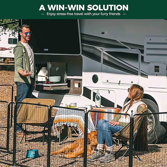 FXW Rollick Unleashed Dog Playpen for Indoor, Yard, RV Camping, 40 inch 48 Panels for Medium and Large Dogs, Black│Patented