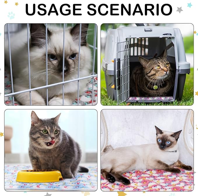 Reginary 4 Pcs Waterproof Guinea Pig Blankets Washable Small Animal Fleece Bedding Absorbent Guinea Pig Cage Liners Reusable Pet Pee Pad Sleep Mat for Hamster Ferret(Moon Star Pattern,24 x 16 Inch)