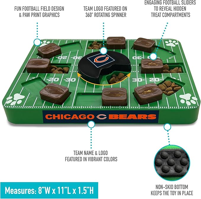Pets First NFL Chicago Bears Puzzle Toy, Puzzle Treat Dog Toy, Interactive Dog Treat Toy, Dog Puzzle