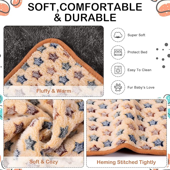 Reginary 4 Pcs Waterproof Guinea Pig Blankets Washable Small Animal Fleece Bedding Absorbent Guinea Pig Cage Liners Reusable Pet Pee Pad Sleep Mat for Hamster Ferret(Star Pattern,24 x 47 Inch)