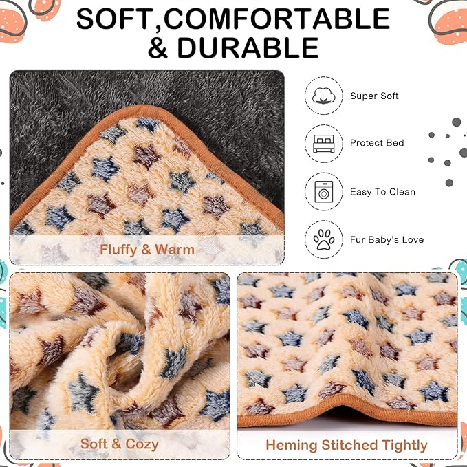 4 Pcs Waterproof Guinea Pig Blankets Washable Small Animal Fleece Bedding Absorbent Guinea Pig Cage Liners Reusable Pet Pee Pad Sleep Mat Pad Cover for Hamster Ferret (Star Pattern)