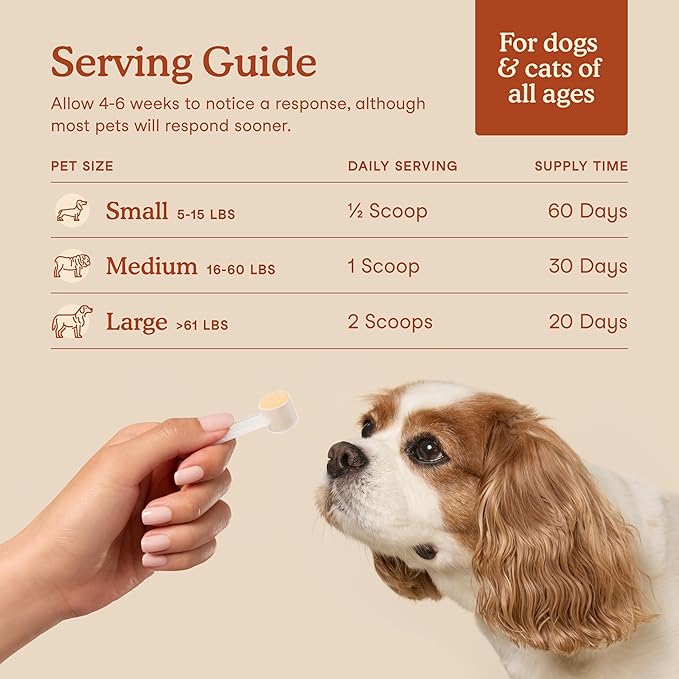 Fera Pets Probiotics for Dogs & Cats with Prebiotics - USDA Organic - Gut Health Powder Supplement with 12 Strains and 5 Billion CFUs - Supports Immunity, Energy and Skin & Coat - 60 Scoops