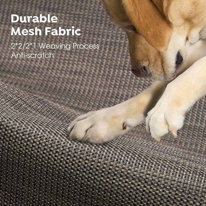 Veehoo XL Outdoor Elevated Dog Bed, Raised Dog Cot for Extra Large Dogs, Cooling Washable Waterproof Pet Hammock Beds with Slope Headrest, Breathable Mesh and Sturdy Frame, X-Large, Brown, CWC2204