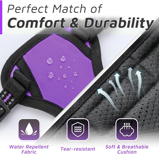 Eagloo Small Dog Harness No Pull, Service Vest with Reflective Strips and Control Handle, Adjustable and Comfortable for Easy Walking, No Choke Pet Harness with 2 Metal Rings, Purple, XS