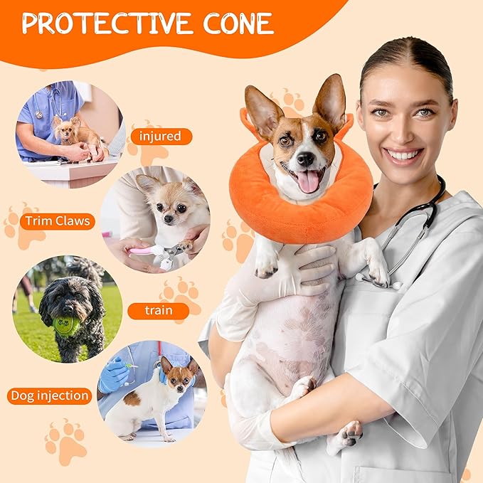 Adjustable Cat Collar Soft to Stop Licking After Surgery for Kitten, Alternative to Cone of Shame, Donut Cone for Cats, Pet Elizabethan Collar (Rabbit, Small)