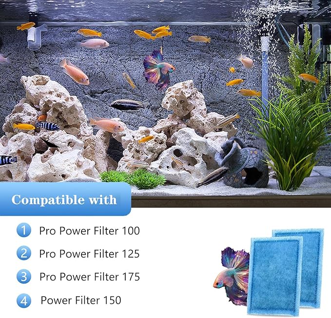 8 Pack Aquarium Filter Cartridge Rite-Size B Filter Cartridges Compatible with PRO Power Filters 100/125/175 Power Filter 150