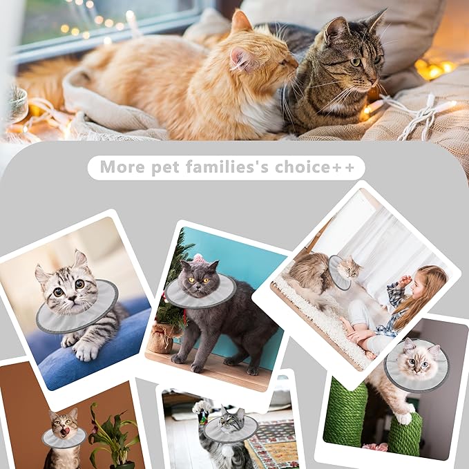 Lightweight Cat Cone Collar Soft, Soft Comfortable Cat Recovery Collar After Surgery, Elizabethan E Collar for Cats, Cone for Cats to Stop Licking (Gray, Medium)