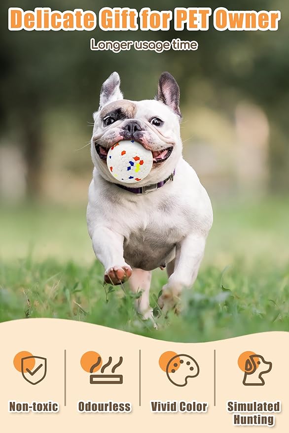 Upgrade Indestructible Dog Tennis Balls, Durable Bouncy Dog Toys for Aggressive Chewers, Teething & Fetch Game (4 White)