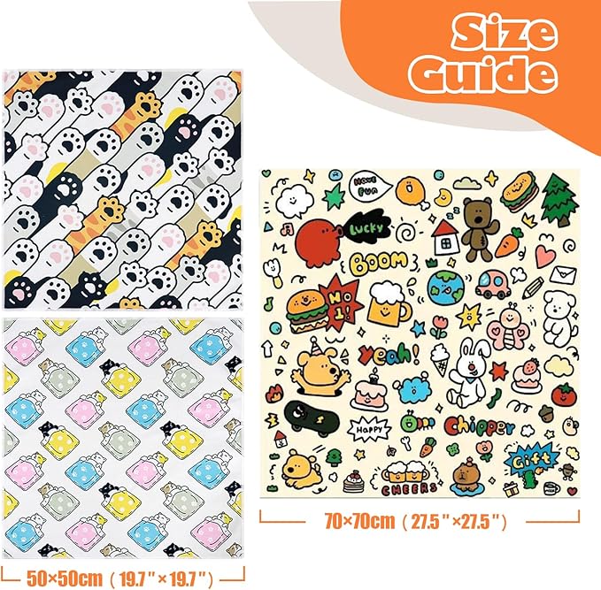 Cat Grooming Wrap, Cat Wrap Self-Adherent, Anti-Scratch Anti-Bite, Anti-Escape Grooming Bag for Cats Nail Clipping, Ear Cleaning, and Teeth Brushing (19.7 × 19.7" Cat Prints)