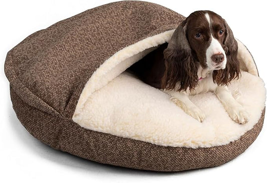 Snoozer Luxury Microsuede Cozy Cave Pet Bed, Show Dog Collection, Small, Merlin Camel