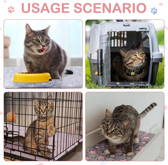 Reginary 4 Pcs Waterproof Guinea Pig Blankets Washable Small Animal Fleece Bedding Absorbent Guinea Pig Cage Liners Reusable Pet Pee Pad Sleep Mat for Hamster Ferret(Cute Star Pattern,12 x 12 Inch)